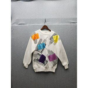 Vintage Bold Spirit Sweatshirt M 10-12 White Graphic 90"s‎